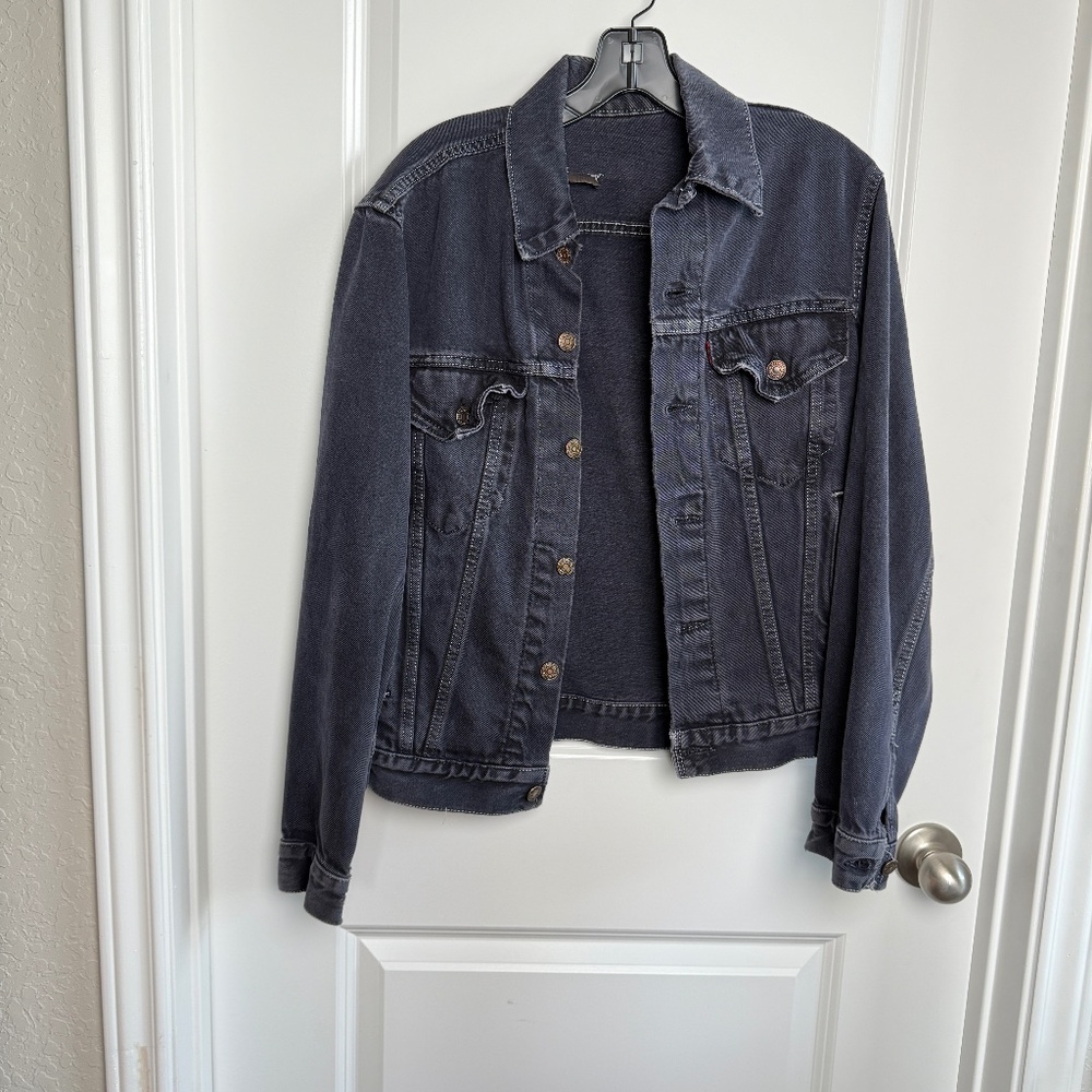 1970s Vintage Black Levi Jacket - Naturally Distressed - XS